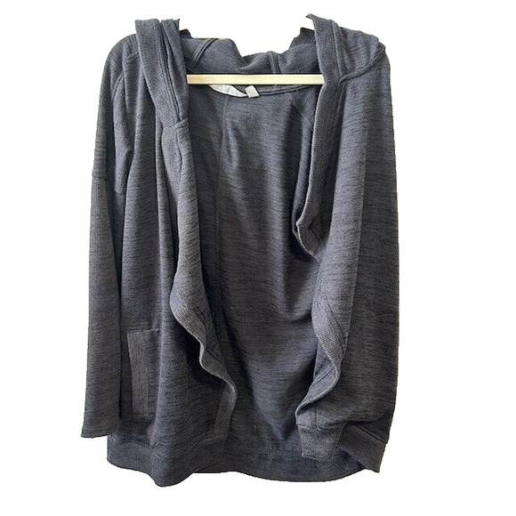 Athleta Blissful Wrap Cardigan Sweater Hooded Open Drape Front Knit Gray Small - Picture 1 of 8